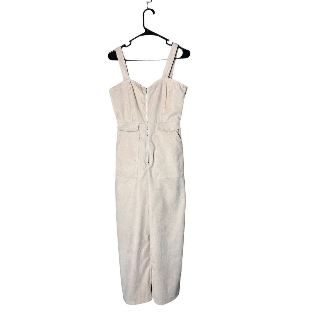 Nasty Gal Corduroy Cream Zip Up‎ Jumpsuit Size 6